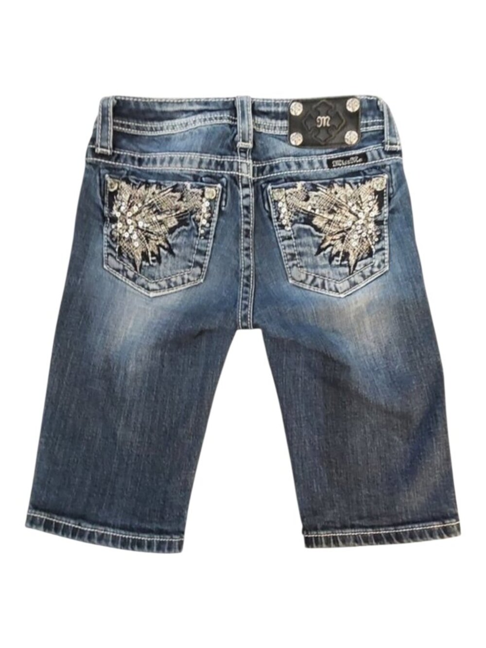 Miss Me Girls Embellished Dark Blue Denim Shorts